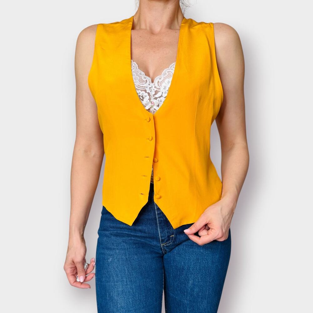 90s Spenser Jeremy Yellow Silk Vest Size‎ M